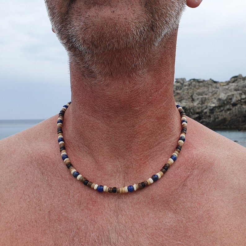 Surfer necklaces and cool summer jewelry for trend-conscious men, surfer jewelry for men, cool necklaces with beads, handmade, 2 variants image 7