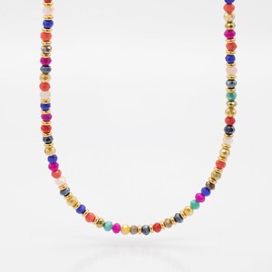 Färgglatt "Paola" halsband för kvinnor, pärlhalsband, kristallhalsband, handgjorda smycken bild 3