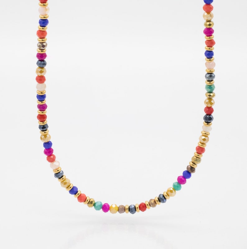 Färgglatt "Paola" halsband för kvinnor, pärlhalsband, kristallhalsband, handgjorda smycken bild 3