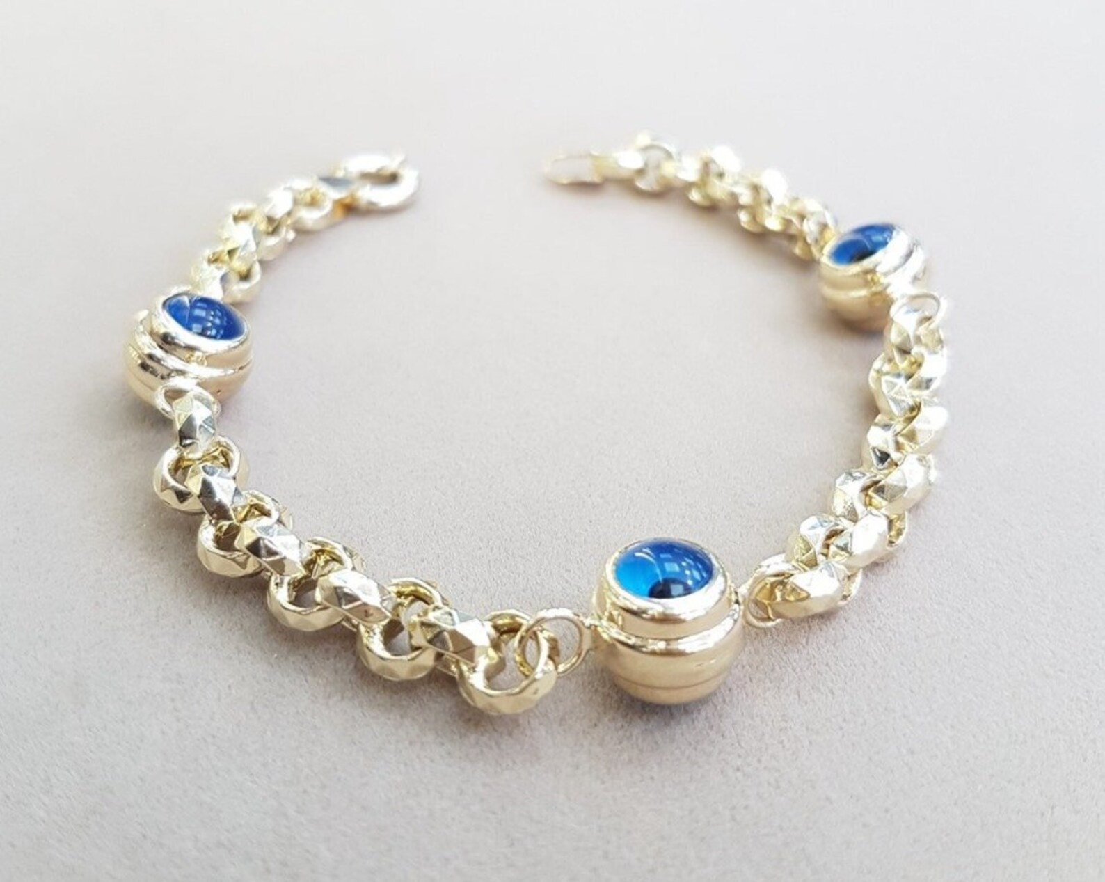 14 K Gold Evil Eye Bracelet Evil Eye Gold Bracelets 14 K Etsy