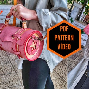 Woman Bag Pattern , Round Leather Bag Pattern, 10.6" / 5.5"  PDF Pattern,  Leather Bag Pattern, Bag Pattern, Bag template, Leather  DIY