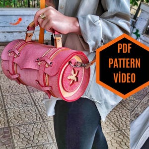 Frau Tasche Schnittmuster , Runde Ledertasche Schnittmuster, 10,6"/ 5,5" PDF Muster, Ledertasche Schnittmuster, Taschenmuster, Taschenvorlage, Leder DIY