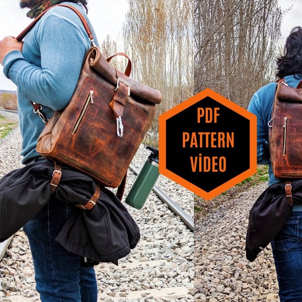 Patrón Mochila, Patrón Mochila Cuero, Patrón PDF, Patrón Mochila Portátil 15.5" - 11.5" - 5.5", Patrón Bolsa, Plantilla Bolsa, PDF, DIY