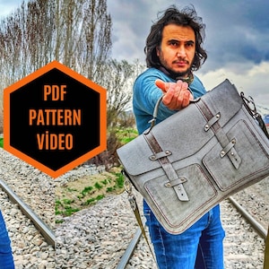 Patrón de maletín, Plantilla de maletín de cuero, Patrón PDF de 14.5"-10.6"-3.1", Patrón de bolso bandolera, Patrón de bolso de hombro, Bricolaje de cuero
