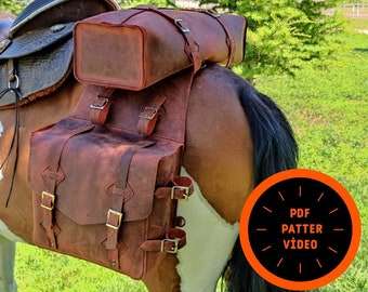 Saddle Bag Pattern, Leather Saddle Bag pattern, Horse Bag Pattern, Saddle BagTemplate, Leather DIY, Leather pattern, Lether Template, PDF
