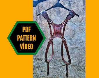 Leather Camera Strap pattern, PDF Pattern, Dual Camera Strap Pattern, dual camera harness leather pattern, leather camera strap pattern