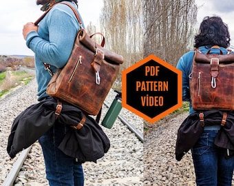 Backpack Pattern, Leather Backpack Pattern, PDF Pattern, 15.5" - 11.5" - 5.5" Laptop Backpack Pattern, Bag Pattern, Bag template, PDF,  DIY