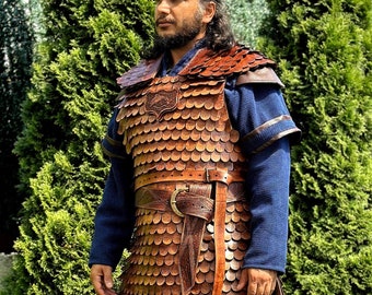 Armadura de cuero, Armadura de la casa Tully, Disfraz de cuero, Armadura corporal de cuero, Disfraz de cosplay, Armadura, Armadura de guerrero, Disfraz de guerrero