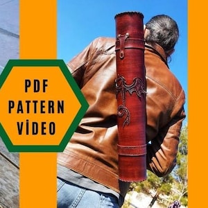 Patrón de cuero, patrón de bolsa para documentos y obras de arte. PDF Tubo para documentos de 22"/ 4", plantilla de bolsa, modelo de bolsa de cuero, patrón de bolsa, PDF