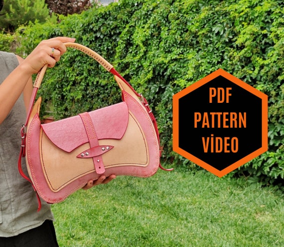 Woman Bag Pattern ,  Leather Woman Bag Pattern, 14.4" / 7.5"  PDF Pattern,  Leather Bag Pattern, Bag Pattern, Bag template, Leather  DIY