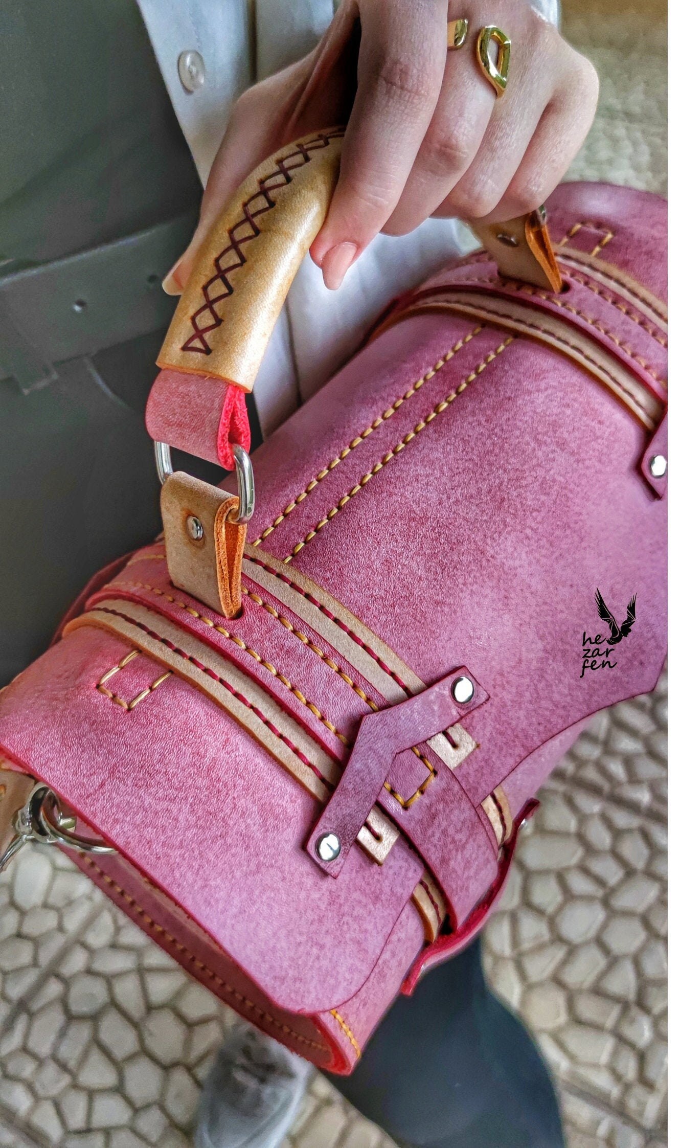 Woman Bag Pattern , Round Leather Bag Pattern, 10.6" / 5.5" PDF Pattern ...