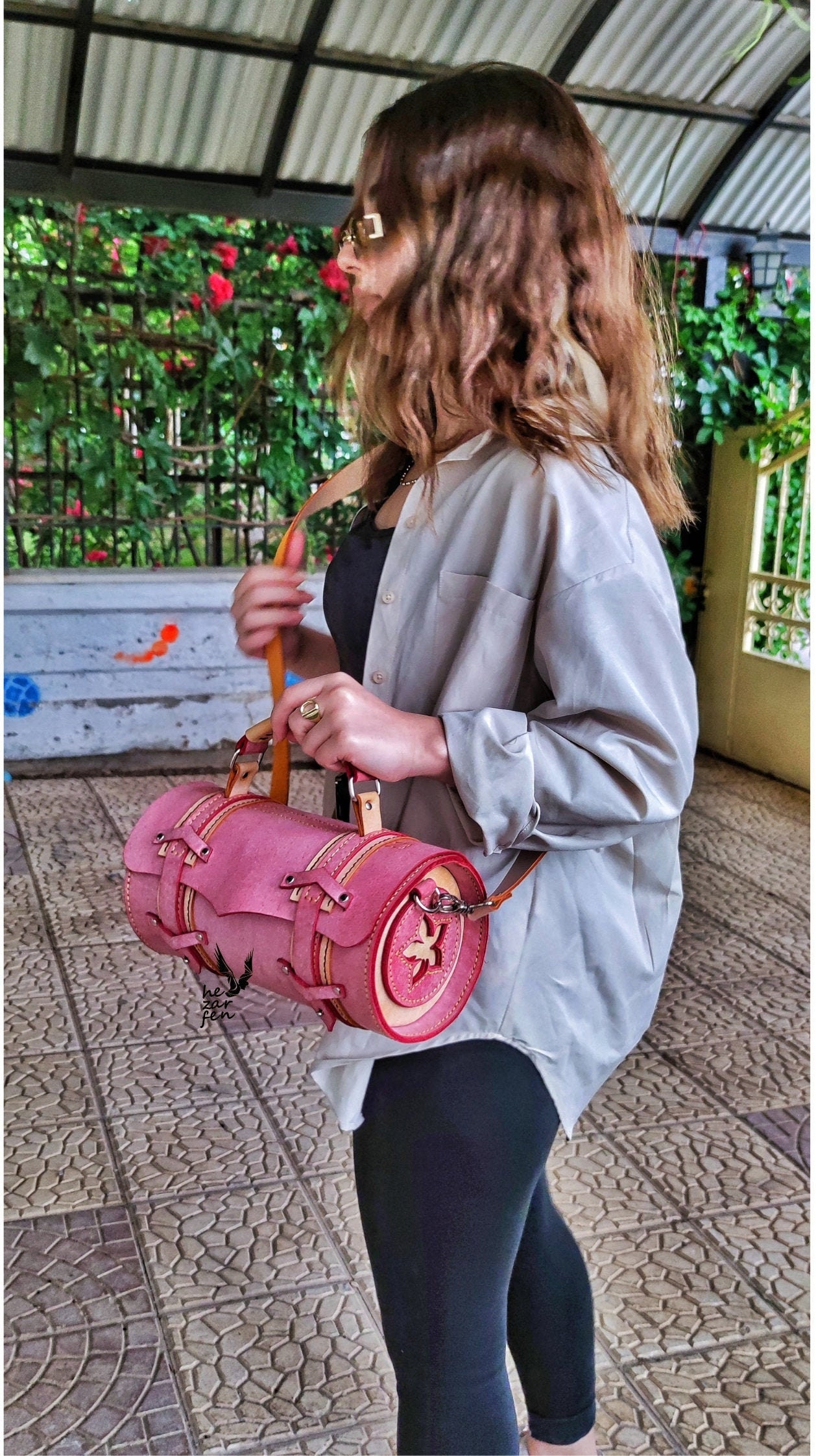 Woman Bag Pattern , Round Leather Bag Pattern, 10.6" / 5.5" PDF Pattern ...