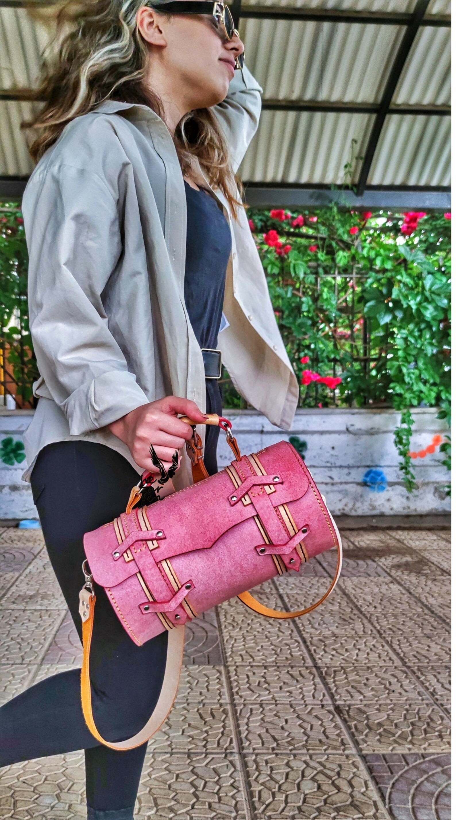 Woman Bag Pattern , Round Leather Bag Pattern, 10.6" / 5.5" PDF Pattern ...