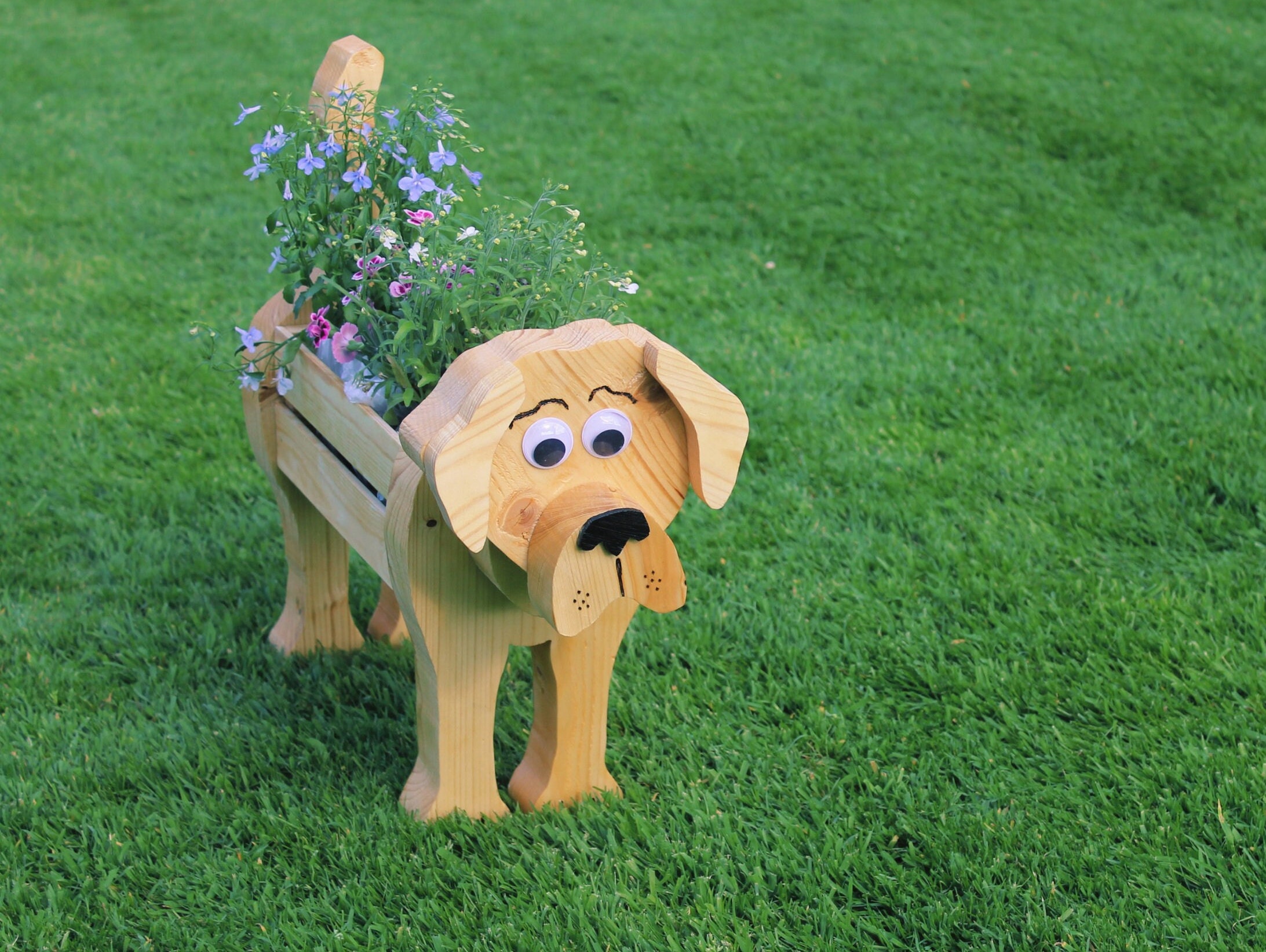 Handmade Wooden Dog Planter Labrador Style Etsy UK