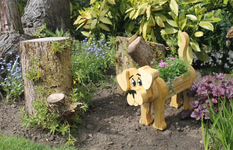 Handmade Wooden Dog Planter Classic Style Etsy UK
