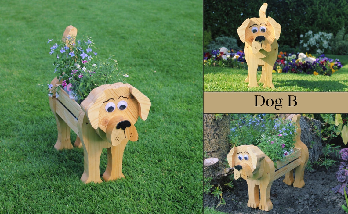 Handmade Wooden Dog Planter Indoor & Outdoor Planter Etsy UK