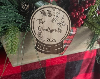 Custom Laser engraved Snow Globe Name Christmas Xmas Ornament With Year