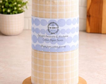 Plaid Reusable Paper Towels | Unpaper Towels with Serged Edges | Eco Friendly Kitchen Cloths | Washable Paperless Towels Roll | Zero Waste