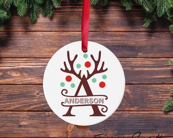 Personalized Custom Reindeer Anter Monagram Ornaments