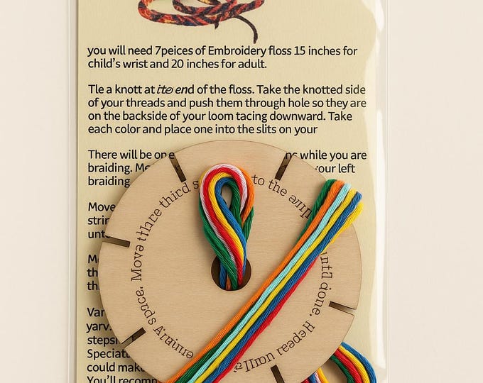 Friendship Bracelet Loom Kit: Wooden DIY Craft with Embroidery Floss