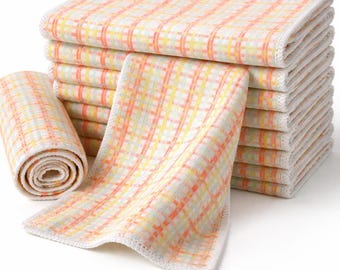 Pastel Plaid Reusable Paper Towels | Unpaper Towels with Serged Edges | Eco Friendly Kitchen Cloths | Washable Paperless Towels Roll | Zero