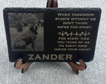 Personalized Pet Memorial Slate Plaque with Photo