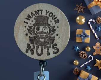 Funny Christmas Badge Reel | Naughty Holiday Badge Holder