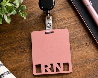 Pink RN Badge Reel, Nurse Badge Holder, Retractable ID Clip, Registered Nurse Gift, Nursing Badge Reel, Medical ID Holder