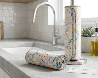 Floral Cotton Flannel Reusable Paper Towels - Set of 10 or 6
