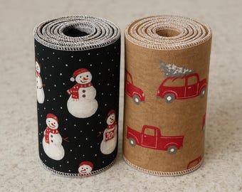 Christmas Reusable Non-Paper Towels – 8x10 Cotton Flannel snowmen and vintage red truck