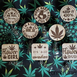 420 High times retractable badge reels flower badge great for dispensary budtender