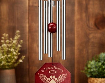 Personalized Pet Memorial Wind Chime | Custom Engraved Dog Cat Loss Gift | In Loving Memory Wind Chimes | Pet Sympathy Gift | Rainbow Bridge