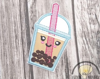 Milk Tea Drink Patch Cute Boba Tea Iron-on Embroidered Patches
