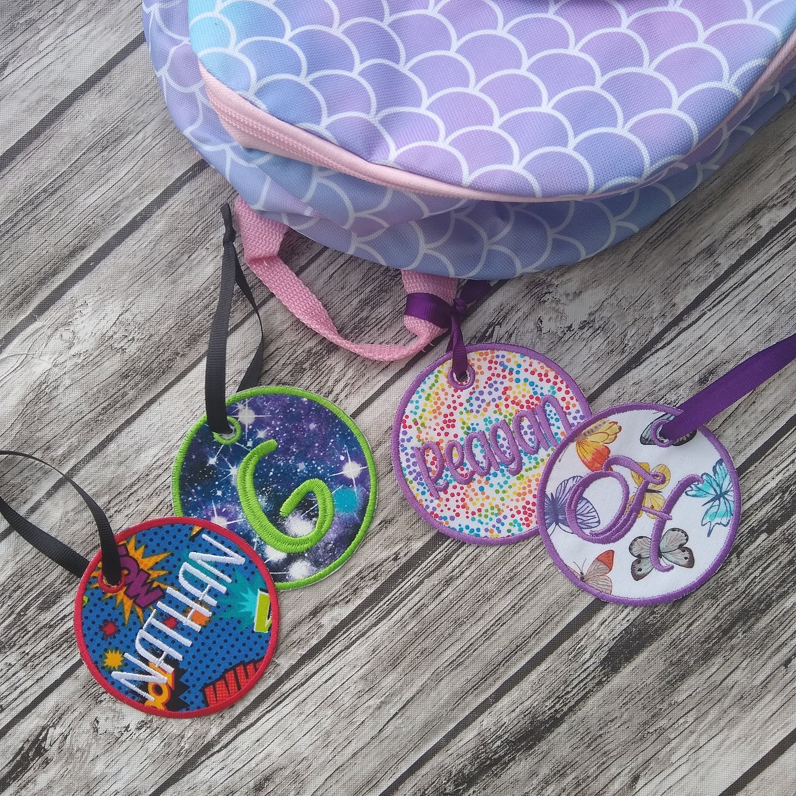 Backpack Lunch Bag Embroidered Tags Back to School Bag Tag Etsy