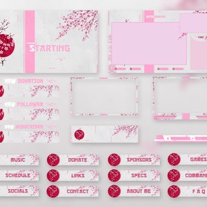Animated Stream Overlay Package Sakura Cherry Blossom