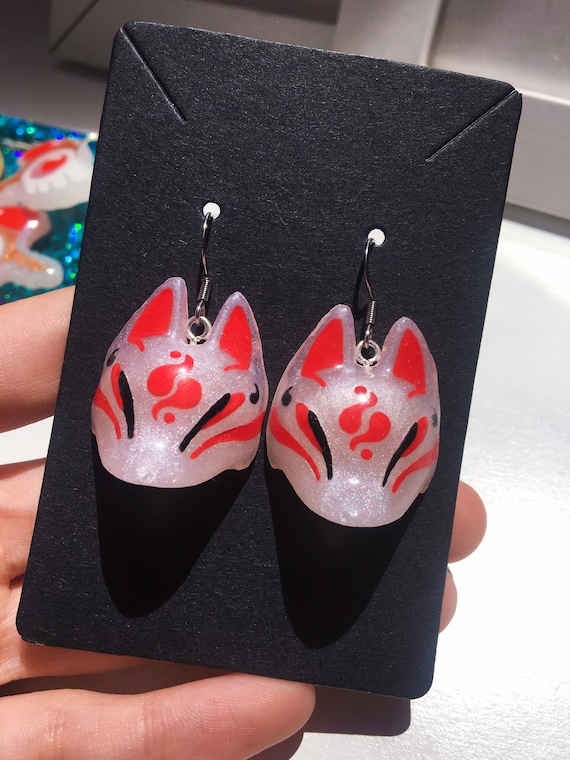 アクセサリー Maison Kitsune FOX HEAD EARRINGS PRE-ORDER- White Kitsune Mask Earrings - Kitsune Earrings