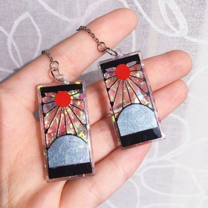 Hanafuda Earrings Resin - Japan Earrings - Anime Earrings - Hanafuda Earrings - Japanese Earrings - Anime Earrings - Kawaii Earrings