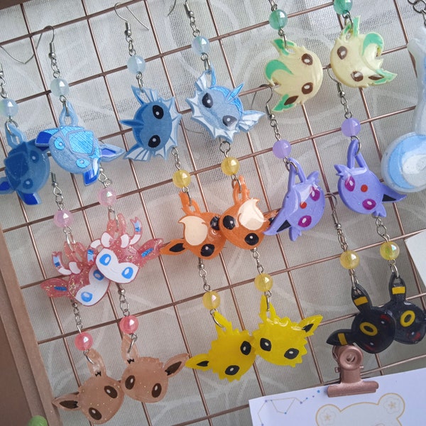 Pendientes Eevelutions- Eveelutions Earrings - Pendientes Evee- Pokemon Earrings-