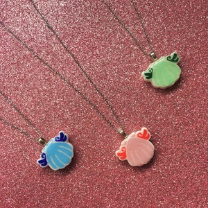 Mermaid Melody Necklace - Stainless Steel Pichi Pichi Pitch Necklace - Kawaii Anime Fimo Necklace - Mermaid Polymer Clay - Shell Pendant