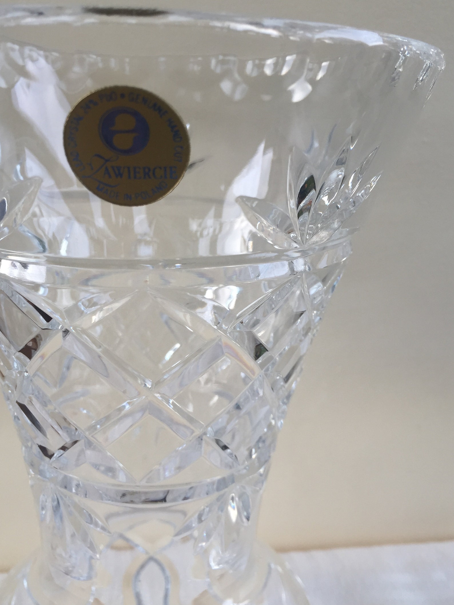 Genuine Hand Cut Zawiercie 24 Lead Crystal Vase Made in Etsy