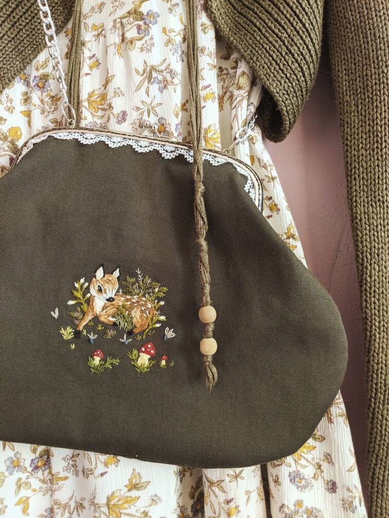 Embroidered Baguette Bag - Deerah