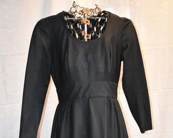 Maxi Abito Festive Vintage Black 1970 // Taglia 8-10