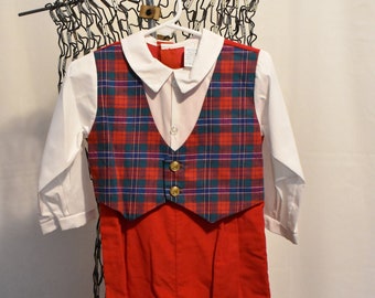 Vintage Boy's Christmas Outfit // 1990's Toddler Suit // Size 24 Months