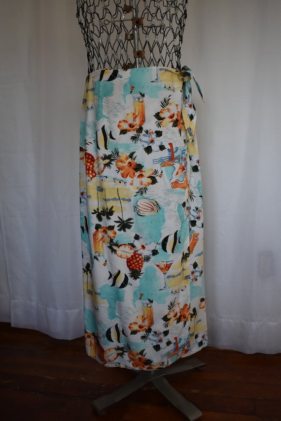 Vintage 1990's Crazy Horse Wrap Skirt // Size 10