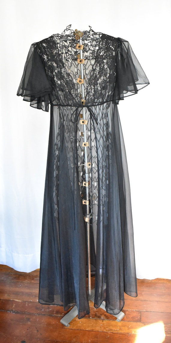 vintage black sheer robe - Gem