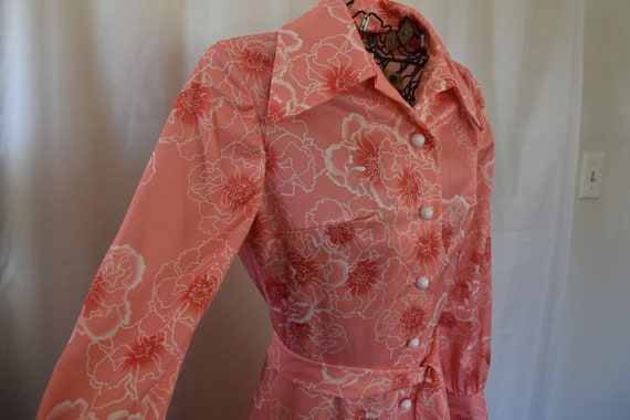 Vintage 1970's Pink Floral Dress // Handmade // U… - image 5
