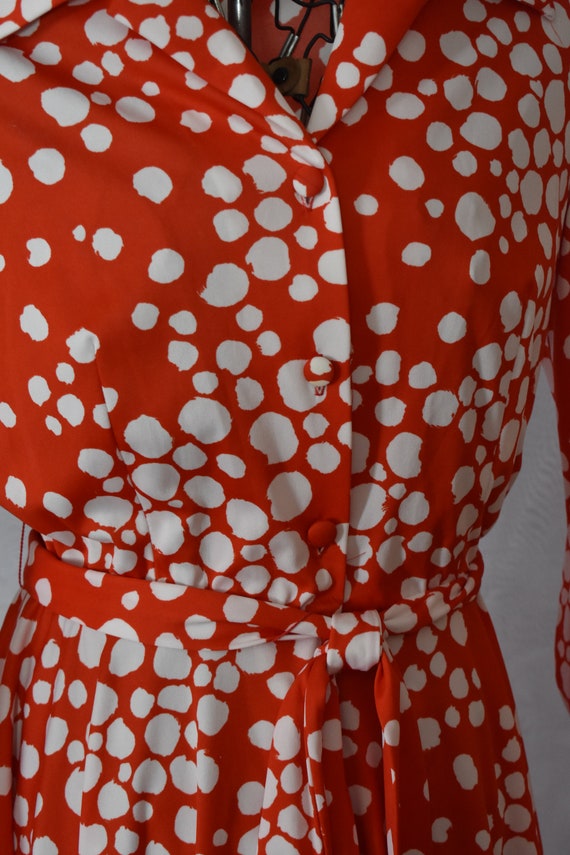 Wonderful Red-Orange Vintage 1970's Polka Dot Kni… - image 6