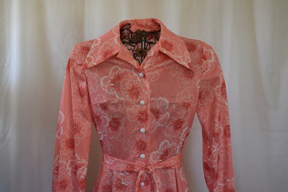 Vintage 1970's Pink Floral Dress // Handmade // U… - image 4
