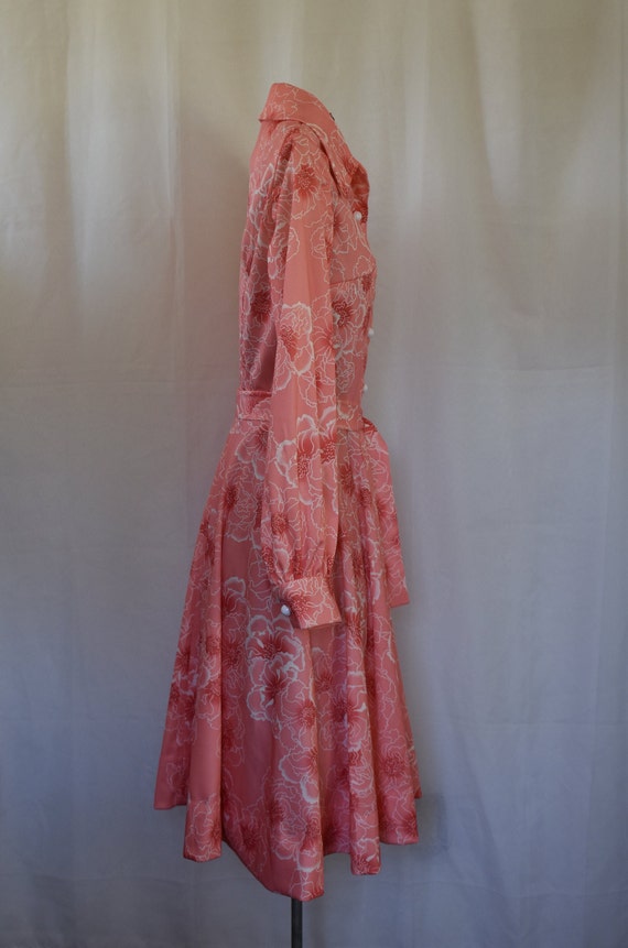 Vintage 1970's Pink Floral Dress // Handmade // U… - image 2