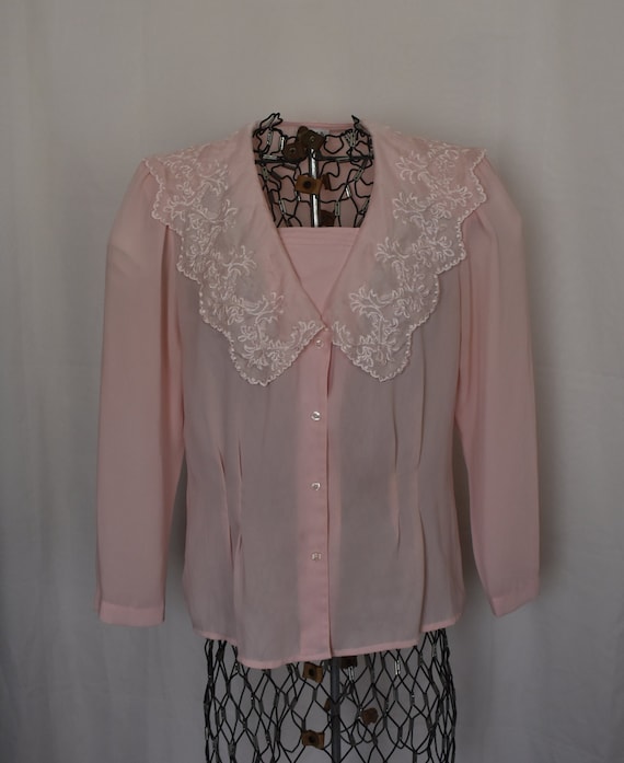 Pale Pink Vintage Nicola Blouse // US Size 10 // E